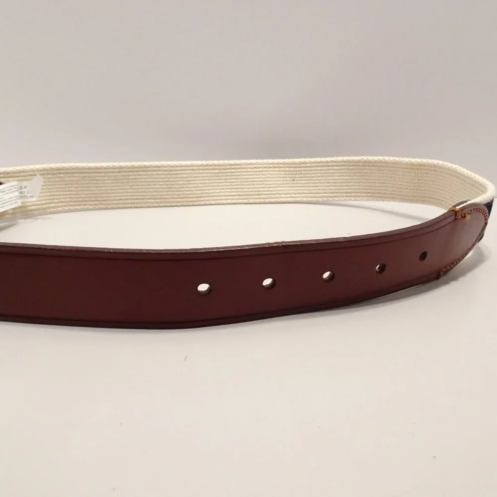 J. Crew Boys Crewcuts Christmas Tree Red Truck Canvas Leather Belt Size S Brown